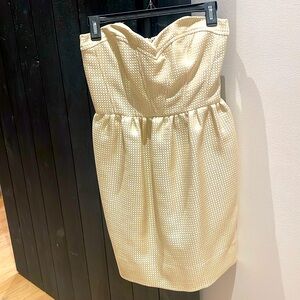 Beautiful off white and gold design strapless shift dress